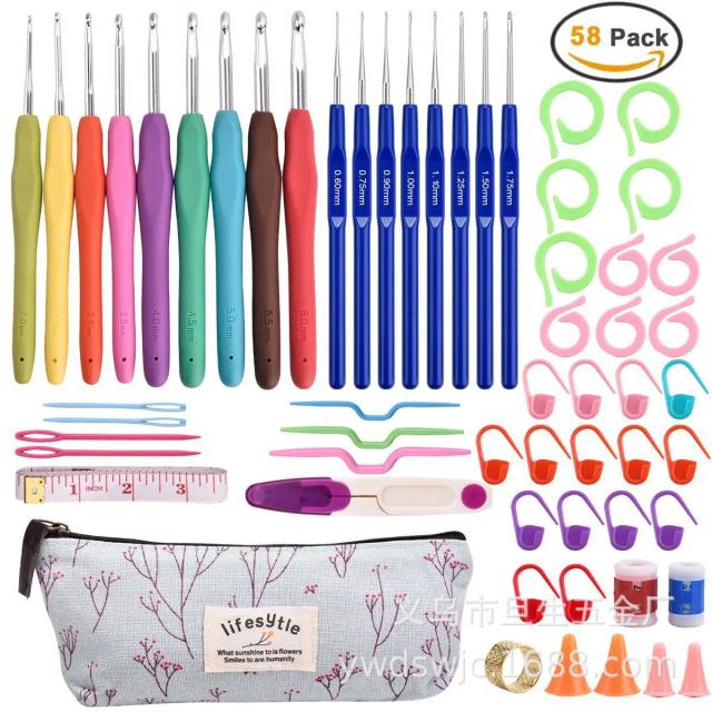 Conjunto Ergonômico de Crochê para Iniciantes com Agulhas Extra Longas e Acessórios Confortáveis para Tricô