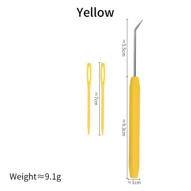 Kit Completo de Agulhas para Tricô e Crochê com Ganchos Curvados, Agulhas de Costura e 2 Peças de Plástico