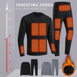 Roupa interior térmica aquecida para homens e mulheres, Jaqueta aquecida alimentada por USB, Roupas de inverno, Jaqueta para motocicletas, Esqui, Camping, Velo, 22 Áreas - Image 2