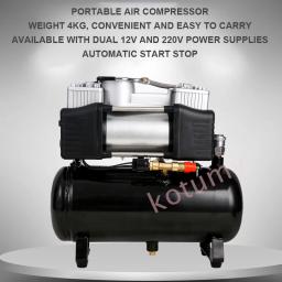 Compressor de ar portátil para o insuflador do pneu do carro, bomba de pressão do cilindro duplo, conjuntos de ferramentas balão, basquetebol, 3L, 4L, 12V, 220V - Image 3