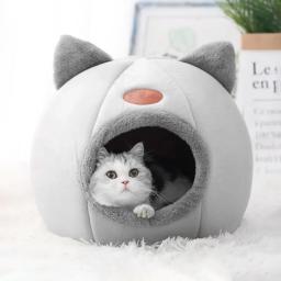 Cama confortável para animais de estimação, casinha de cachorro pequena, barraca para gatos, cesta de esteira, ninho aconchegante, tenda interna, ninho aconchegante, inverno - Image 4