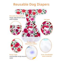 Fraldas para cães laváveis reutilizáveis, feminino altamente absorvente doggie pant, tamanho ajustável fraldas de cachorro para o período do cão, 1pc - Image 2