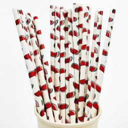 Canudos de papel de frutas, abacaxi, morango, limão, canudos criativos, decoração de aniversário, chá de bebê, 25pcs - Image 3
