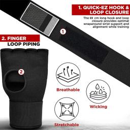 1 par de gel boxe luvas envoltório mão ajustável meio dedo luvas de apoio com alça de pulso longa MMA boxe mão engrenagem protetora - Image 4