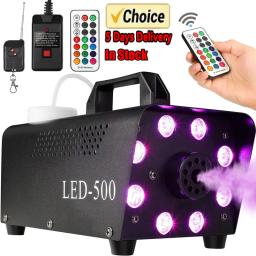 Máquina De Fumaça De Disco Colorido, Fogger Ejector, DJ, Natal, Festa De Casamento, Efeitos De Luz De Palco, Máquina De Nevoeiro, 500W, Remoto - Image 1