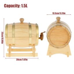 Barril De Vinho De Madeira Com Torneira, Barril De Cerveja De Madeira De Pinho, Selagem De Barril De Uísque Dispenser, Balde De Armazenamento De Brandy, 1.5L - Image 3