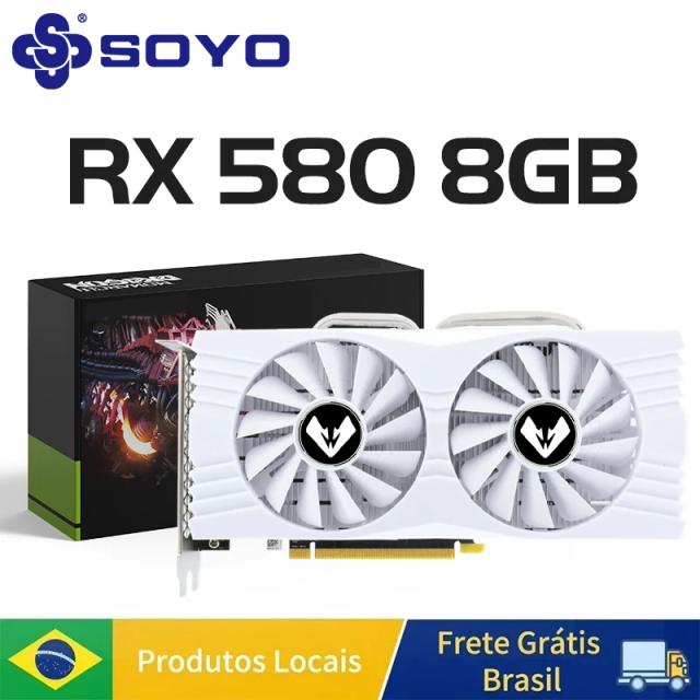 Soyo amd radeon rx580 8g placa gráfica gddr5 placa de vídeo hdmi dvi pcie3.0x16 jogos gpu rx 580 placas componentes do computador