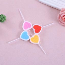 Vela de aniversário doce amor de quatro cores, coração de pêssego único, festa de aniversário, dia dos namorados, decoração de bolo de jantar à luz de velas - Image 2