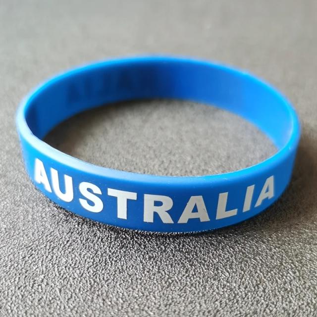 Pulseira Silcone com Bandeira do País para Fãs de Futebol - Conjunto de 2 com Impressão Personalizada, Ideal para Presentes e Lembranças