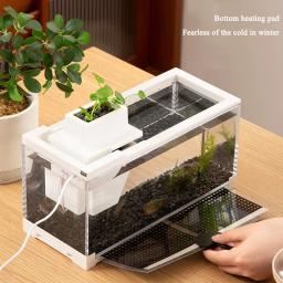 Pequeno Criativo Mini Tanque De Peixes, Mesa De Aquecimento Silencioso, Produtos De Aquário De Desktop, Aquário Tropical, Aquário Silencioso, Casa - Image 2