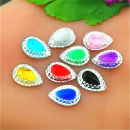 Faça você mesmo 40 peças mix 10mm * 14mm resina formato gota parte traseira lisa strass decoração de casamento - Image 2
