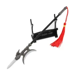 Três reinos filme e televisão em torno antiga arma fria modelo 22cm, 30cm lu bu única lua halberd liga arma brinquedo - Image 6