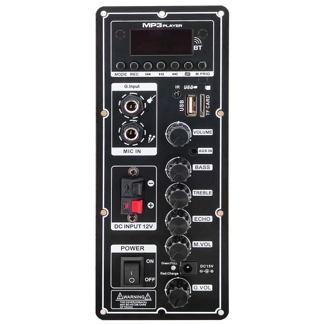 Placa Amplificadora Quadrada com Bluetooth, AUX, Suporte para Alto-falante e Gravação de Disco de 6-12"