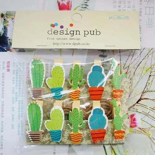 Clipes de Madeira em Formato de Desenhos Animados para Decoração de Festa, Artesanato e Papelaria - Conjunto com 10 Peças de 35x7mm