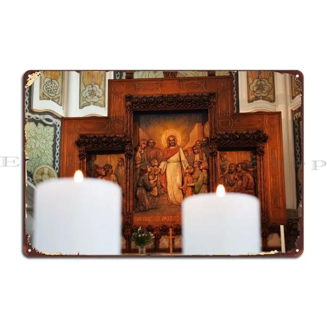 Decoração Personalizada de Festa com Placas de Metal Enferrujadas "Deus Metal" para Cozinha