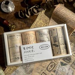 Vintage jornal papel timbrado mapa fita adesiva decorativa, fita adesiva Washi, adesivo Scrapbooking, etiqueta de papelaria, 75mm x 2m, 4pcs - Image 3