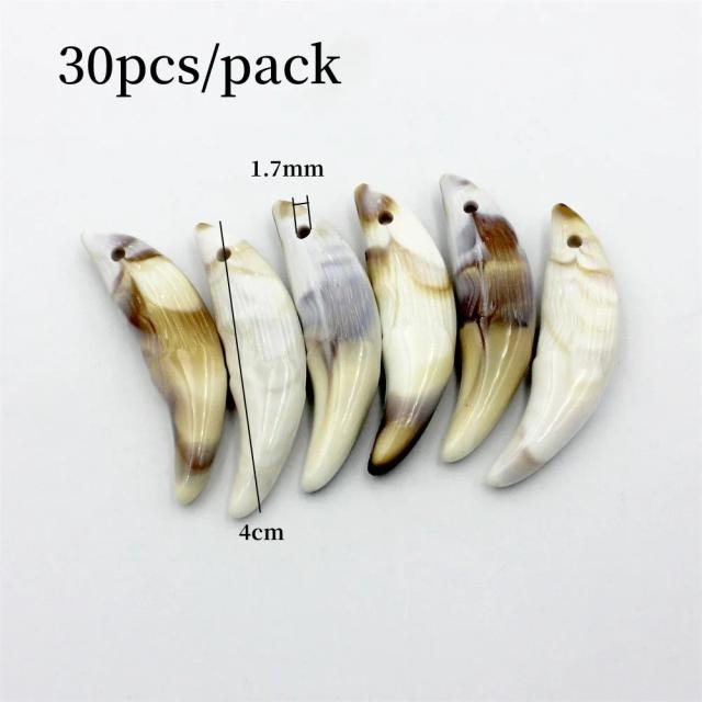 Lobo Dentes Encanto para Jóias DIY: Contas de Resina, Pingentes de Marfim e Acrílico - Pacotes de 20, 30 e 100 Peças
