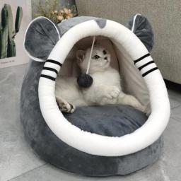 Cama gato quente caverna para gatos internos camas auto-aquecimento casa tenda inverno para cães pequenos não - Image 5