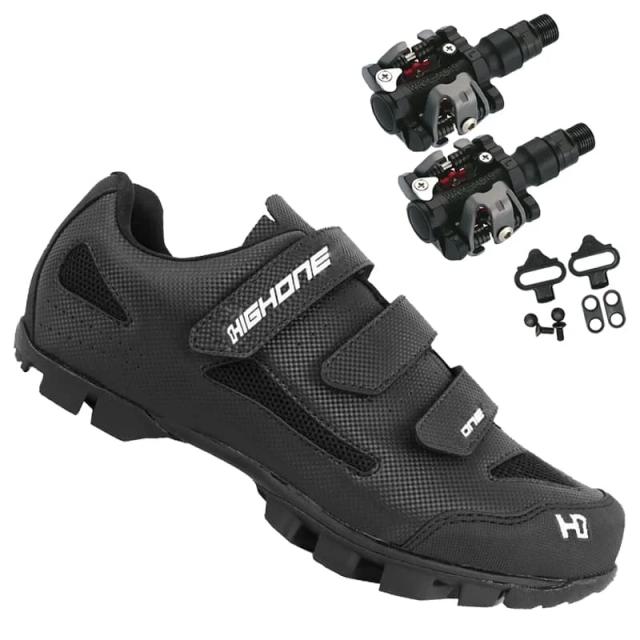 Sapatilha de Ciclismo MTB High One Preta com Pedal Wellgo M919 Inclusos