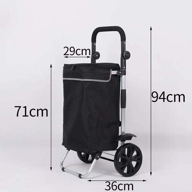 Carrinho de Compras Portátil com Escada para Supermercado e Trailer - Cart Super Prático e Dobrável