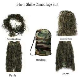 3D Camouflage Ghillie Suit, Caça Vestuário, Vestuário ao ar livre, Jaqueta, Calças, Capuz, Bolsa de Transporte, Adultos, Crianças, Juventude, 5 em 1 - Image 5