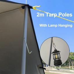 Pólos de lona ajustáveis com lâmpada, Acessórios para barraca suspensa, Dobrável Outdoor Camping Toldo Rod, Suporte dobrável, Pole Sticks, 2m - Image 1