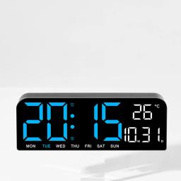 LED Despertador Digital com Tela Grande, Smart Desk Clock, Brilho Ajustável, Botão Sono, Grandes Dígitos, Moderno, Sala de estar - Image 1