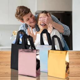 70-12 sacos de presente reutilizáveis do casamento dos pces com alças saco de presente não tecido sacos de mercearia brilhantes para o aniversário páscoa ramadan sacos de presente - Image 3