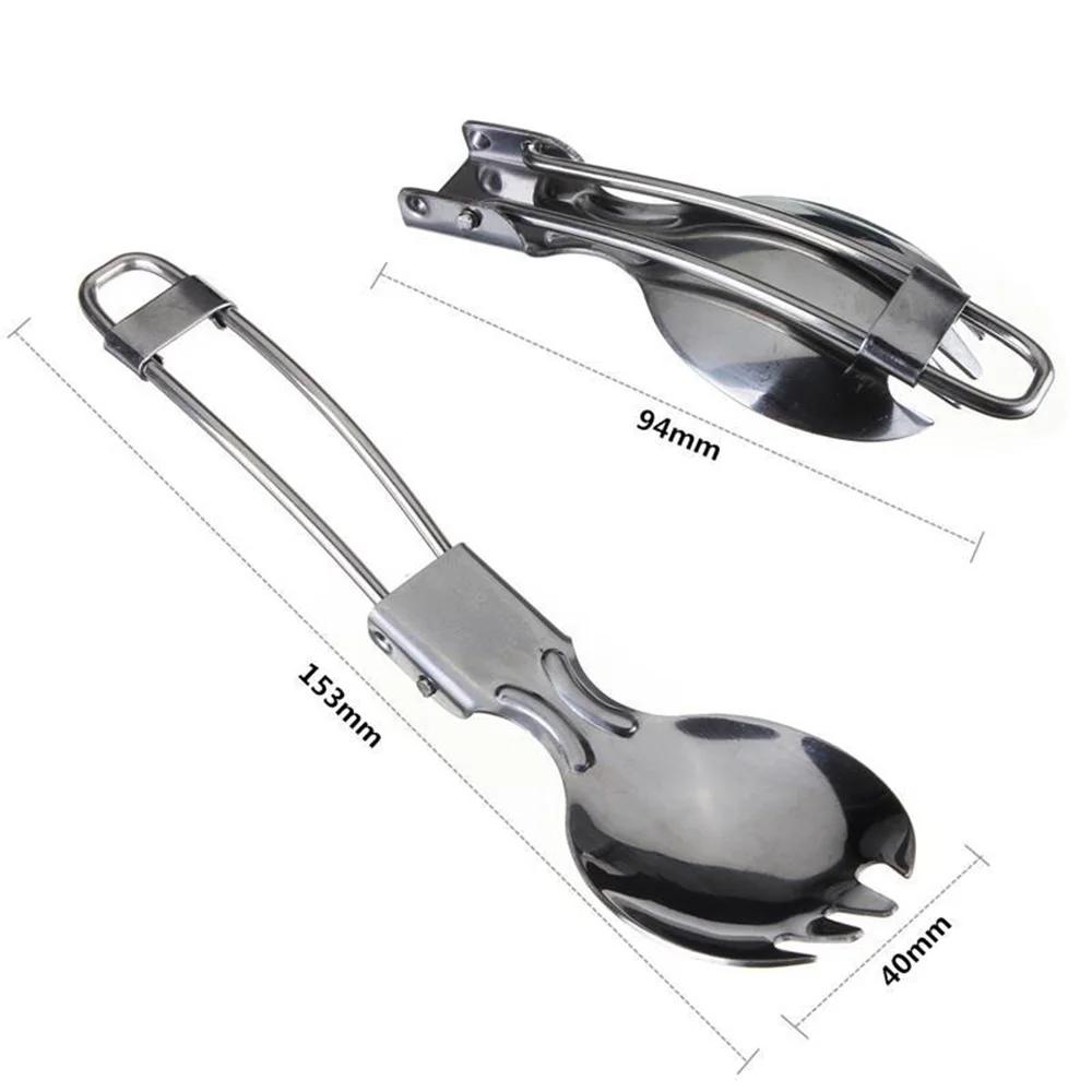 Utensílios de acampamento de aço inoxidável, 3-em 1, talheres dobráveis ao ar livre, colher, garfo, faca, conjunto de combinação, piquenique, viagens, portátil, Multitool - Image 1