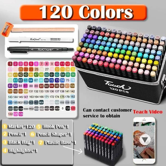 Conjunto de 24 a 168 canetas marcadoras em cores vibrantes para pintura e desenho - Material de arte escolar para artistas e amantes de papelaria coreana