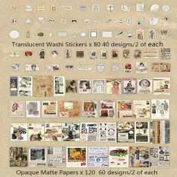 200 pçs do vintage scrapbook papéis suprimentos pacote material de papel diy retro washi adesivos para arte artesanato caderno álbum diário envelope - Image 2