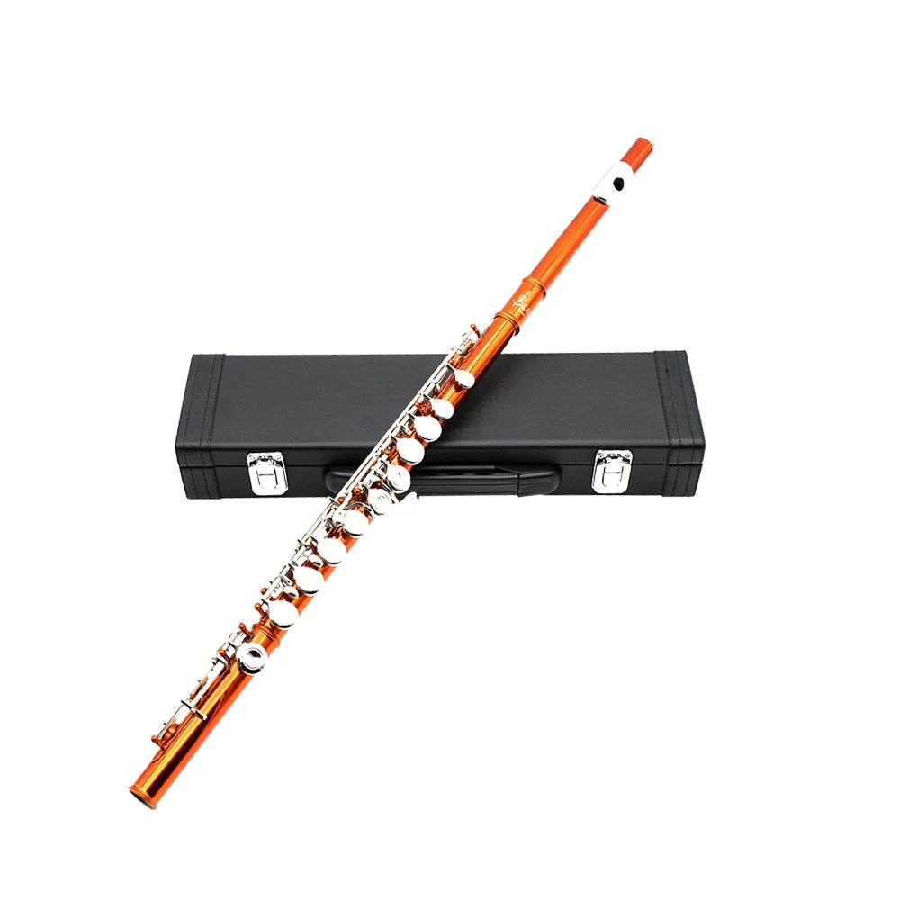 SLADE-Flauta Chave Profissional C, Flauta Laranja Aberta Fechada, Flauta De Concerto Banhado A Prata Com Caixa, Pano De Limpeza, Luvas De Vara, 16 Furos - Image 1