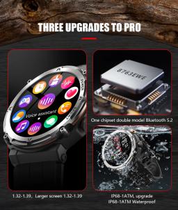 YTOM-C21 PRO Smartwatch Impermeável, 1.39 ", Tela 360x360, Chamada Bluetooth, Monitor de Freqüência Cardíaca, Natação - Image 4