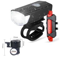 USB recarregável bicicleta luz com Bell, inteligente dianteiro e traseiro Laser bicicleta lâmpada, controle remoto sem fio, acessórios de bicicleta, novo - Image 1