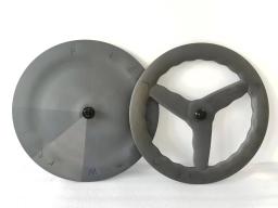 Conjunto de rodas tt de carbono 700c aero bike, onda dianteira de 3 raios e roda de disco traseiro, sem câmara de ar/tubular, 28mm de largura, aro/roda fechada de freio a disco - Image 1