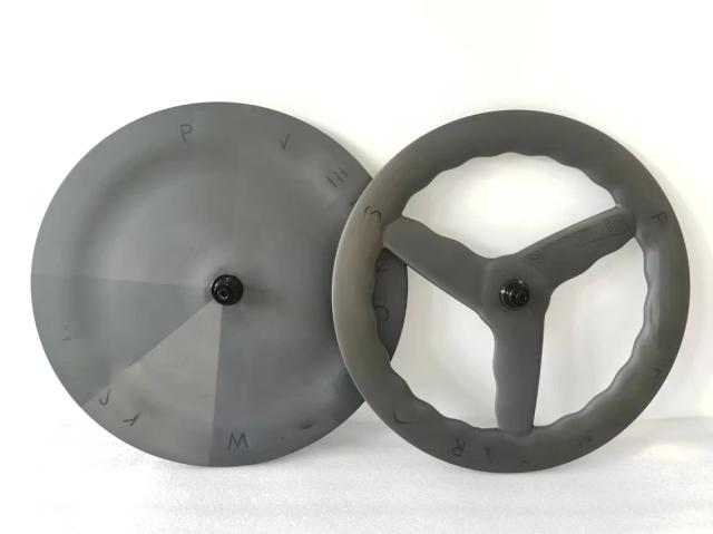 Conjunto de Rodas TT Carbono 700c Aero Bike 3 Raios Dianteira Disco Traseira
