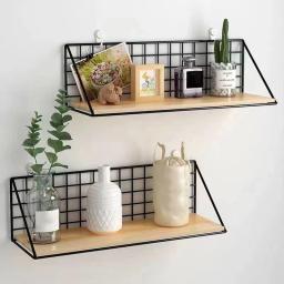 Rack de armazenamento montado na parede, arte de ferro não perfurada, cesta suspensa criativa, casa, quarto, banheiro - Image 3
