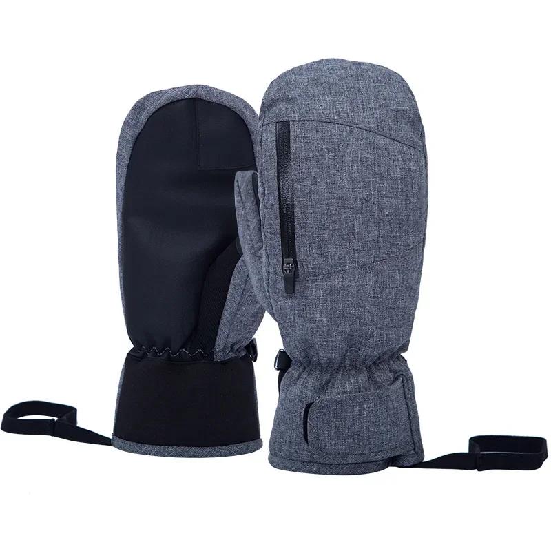 Luvas térmicas impermeáveis para homens e mulheres, Luvas de esqui e snowboard, Luvas de snowmobile grossas, preto, branco, cinza, inverno - Image 1