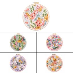 Kit para Bordar Flores para Iniciantes Kits de Ponto Cruz Bordados à Mão com Padrões de Flores Kits de Borda para Adultos - Image 6