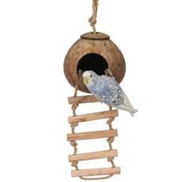 Papagaio natural casca de coco ninho de pássaro esconderijo casa playpen suprimentos para hamster cobaias aves casas habitats - Image 1