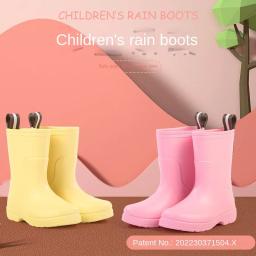 Botas de chuva de borracha impermeáveis para crianças, slip-on, resistência ao desgaste, bebês meninos e meninas sapatos, cor sólida, antiderrapante, calçado infantil, H30-1 - Image 3