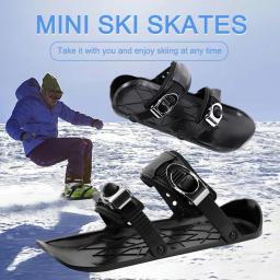 Mini patins curtos para iniciantes, botas de snowboard, adjuatable curto, skate de neve, esportes ao ar livre, trenós curtos clássicos, inverno - Image 1