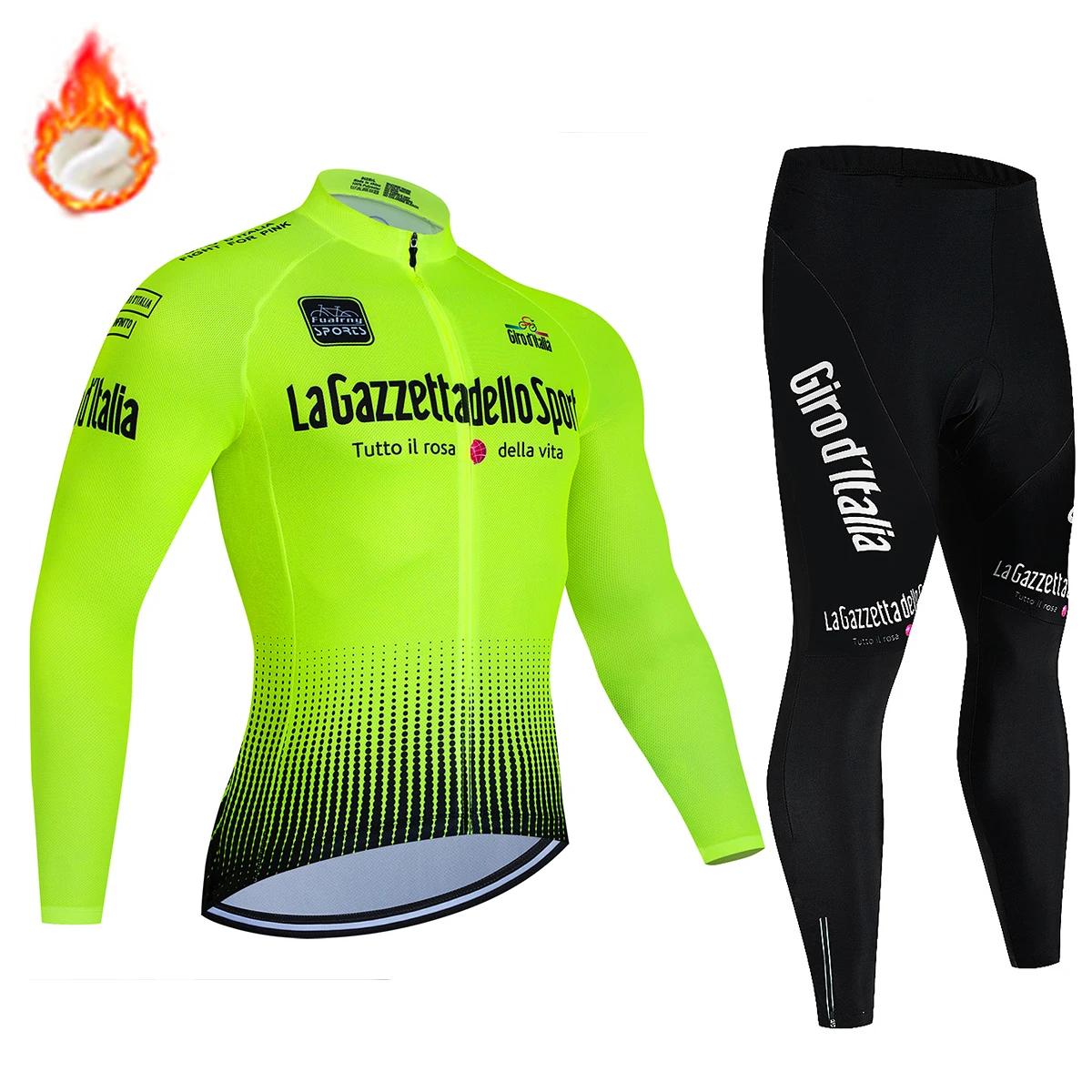 Roupas de ciclismo para homens, Traje uniforme, Bike Fleece Jersey, Conjunto esportivo, Calças, Vestuário de bicicleta, Babador, Blusa, Tour De Italy - Image 1