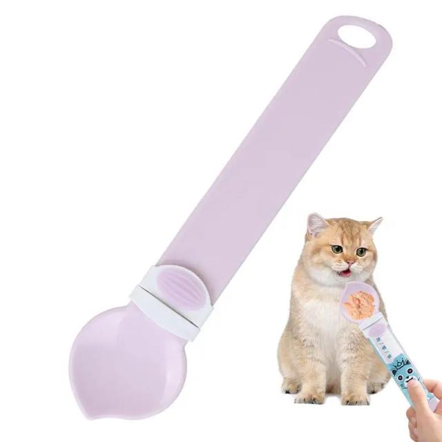Colher Dispensadora 2 em 1 para Alimentação de Animais de Estimação - Squeeze Spoon para Gatos e Cães com Tratamento Molhado