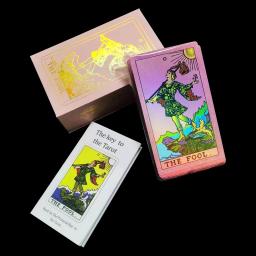 Clássico rosa 78 sombra baralho tarô cartões com guia para iniciantes-aprender holográfico tarot presentes witchy para adivinhação - Image 4