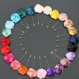 Broche Buttonhole para Homens, Corsage Do noivo, Alfinetes De Lapela, Fita De Rosas Flor, Acessórios De Casamento, Boutonnieres De Casamento - Image 2