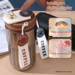 Garrafa térmica LED digital inteligente, caneca de café, copo térmico, frascos de vácuo portáteis, aço inoxidável, 450ml - Image 3