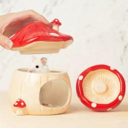 Cute Mushroom House Pet Bowl, Gaiola de Hamster, Coelho Pequeno, Furão, Chinchila, Produtos Pet, Fonte de Água, Artigos Pet, 2024 - Image 3
