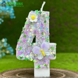 Vela De Aniversário De Sparklers com Flor De Borboleta, Velas De Aniversário Das Crianças, Decorações Do Topper Do Bolo Do Número Das Meninas - Image 3
