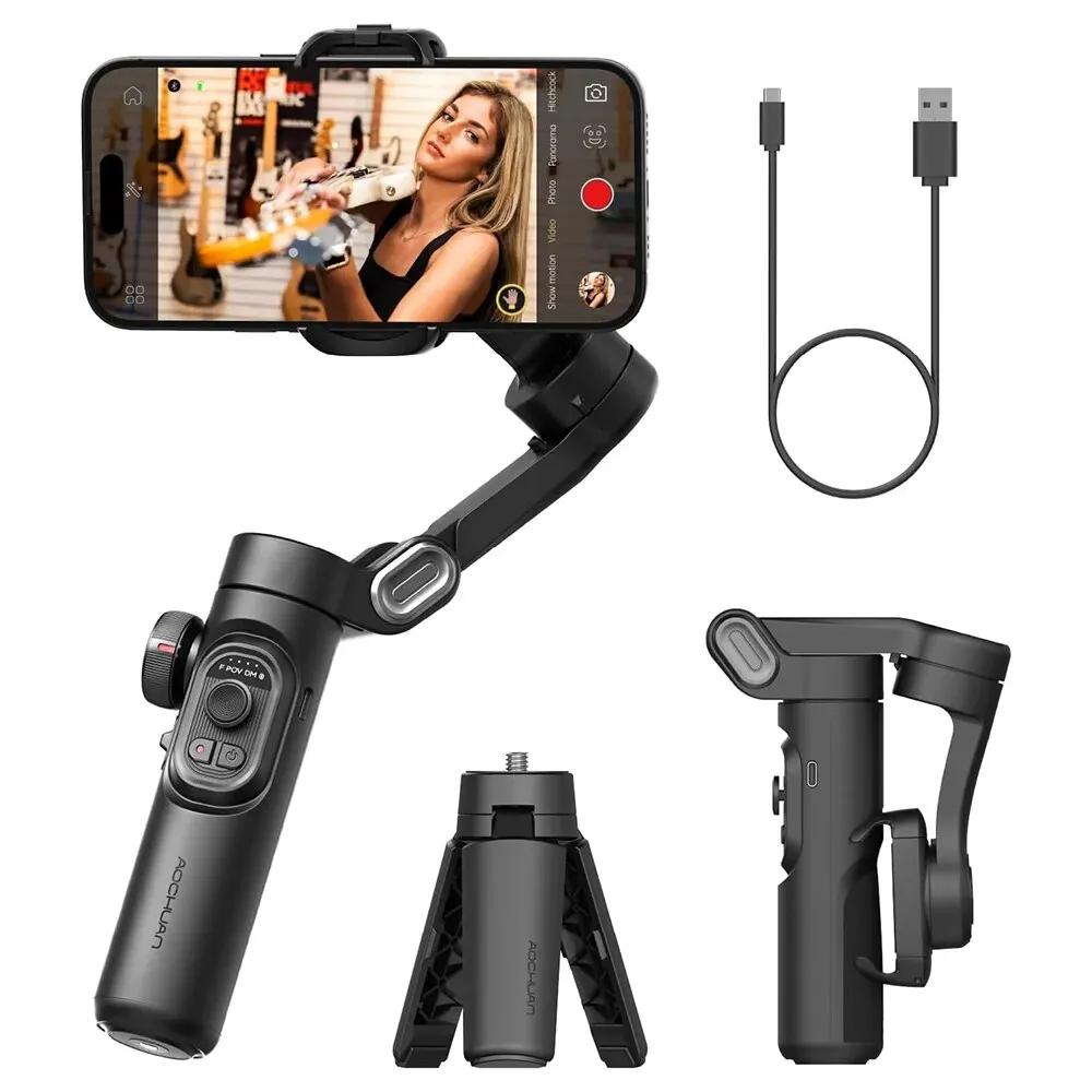 Estabilizador gimbal de 3 eixos para smartphone, dobrável, portátil, gravação de vídeo, vlog, estabilizador anti-vibração, ptz para iphone e android - Image 1